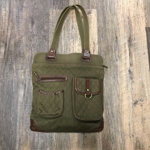 VERA BRADLEY Army Green Quilted Handbag